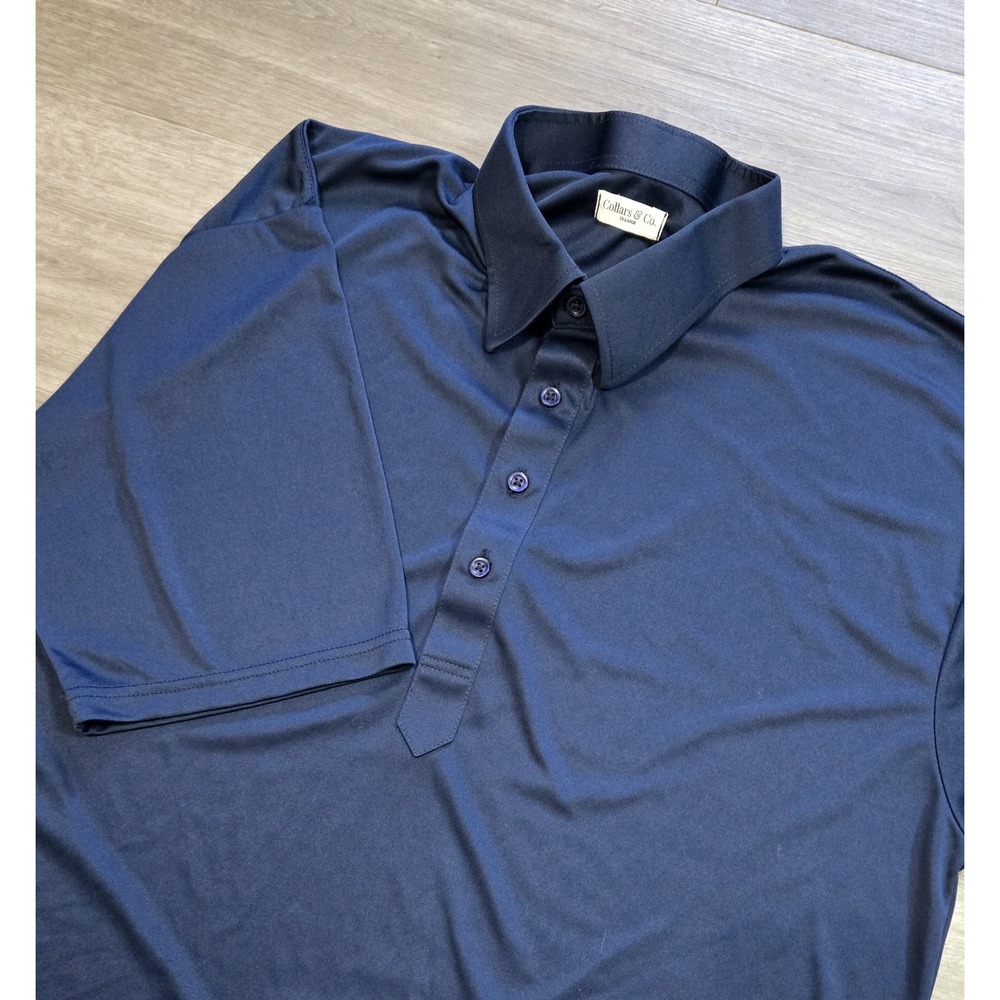 Collars and Co Dress Collar Polo Men's 2XL Blue Short Sleeve Shirt Performance - Picture 3 of 12